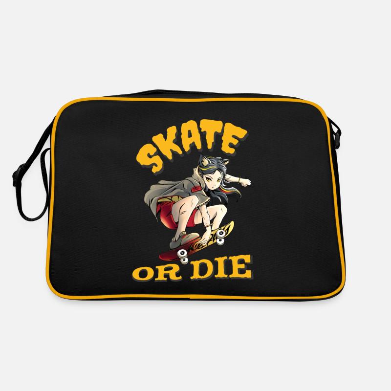 Skate oder stirb Skateboarder Anime Mädchen Retro Tasche