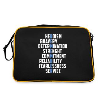 Heroism Bravery Determination Service Police - Retro Bag - black/gold - Back