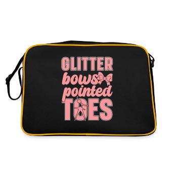 Glänzend Boes Spitz Zehen Ballerina Ballett - Retro Tasche - Schwarz/Gold - Hinten