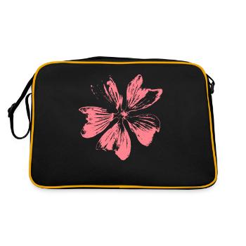 Flower / Mallow Blossom - PINK - Vintage - Retro Bag - black/gold - Back