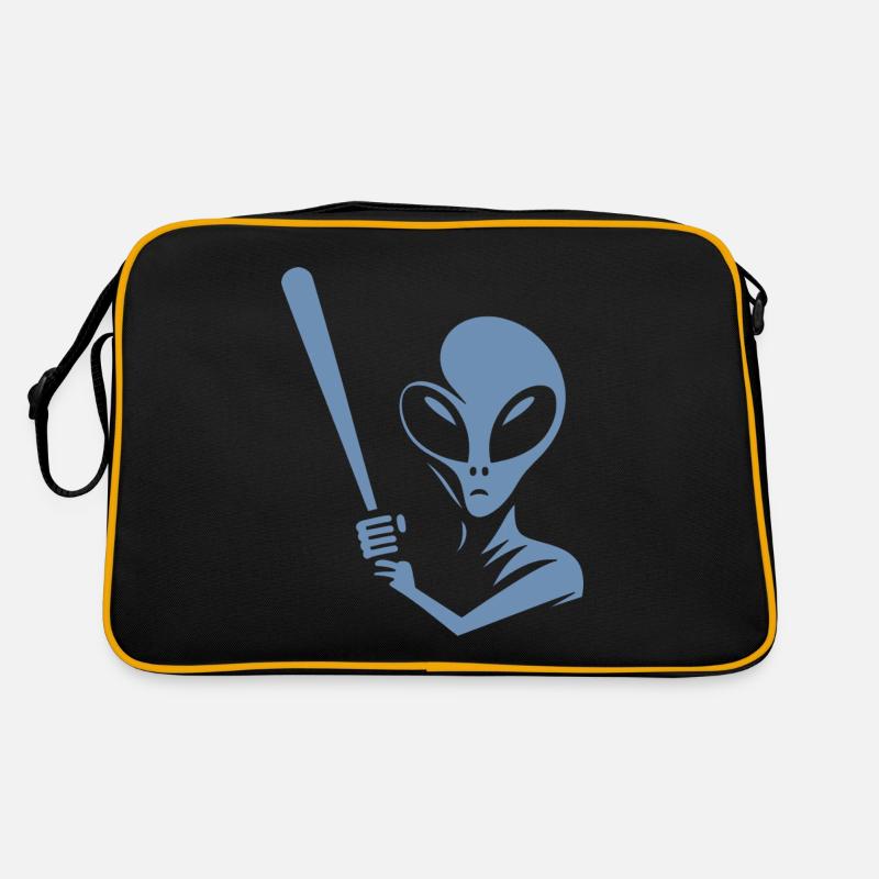 Alien Baseball Player Silhouette Minimalist Retro Bag