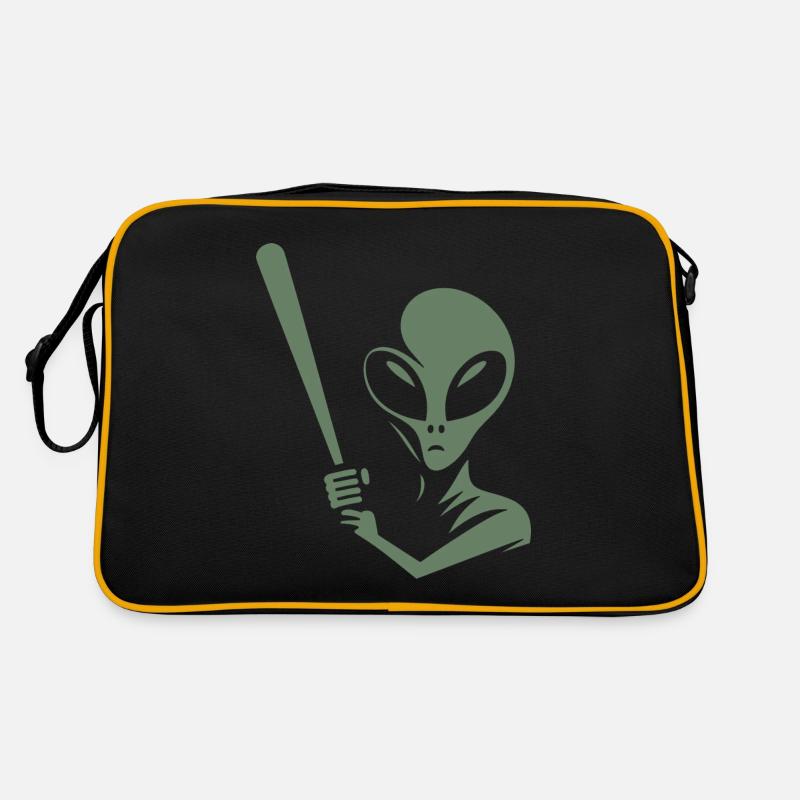 Alien Baseball Player Silhouette Minimalist Retro Bag
