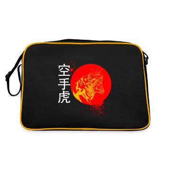 Karaté et un tigre avec des symboles japonais - Sac Retro - noir/or - Dos