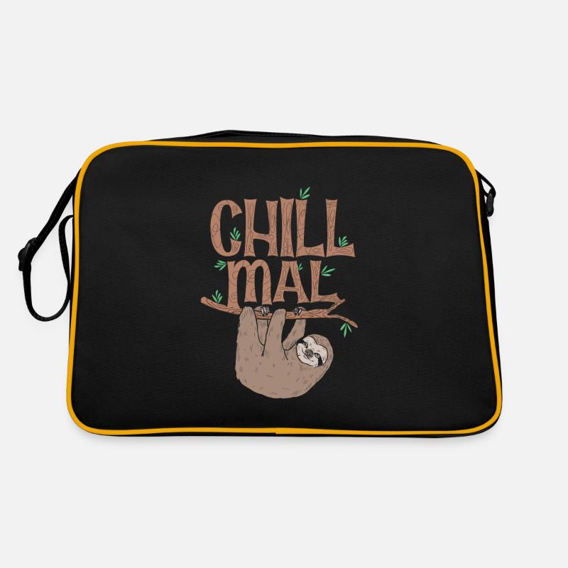 Faultier chill mal - Retro Tasche - Schwarz/Gold