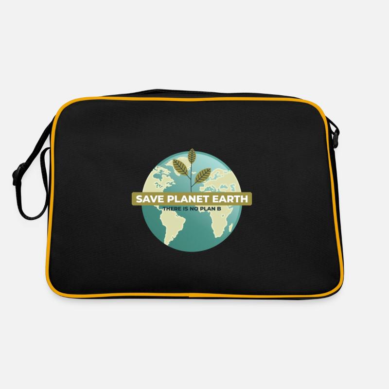 Sauver la planète Terre Il n’y a pas de plan B - Sac Retro - noir/or