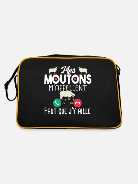 Mouton Brebis Agneau Ferme Cadeau Citations Humour - Sac Retro - noir/or - Dos
