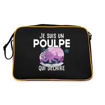 Poulpe mer crustacé touriste cadeau humour - Sac Retro - noir/or - Dos