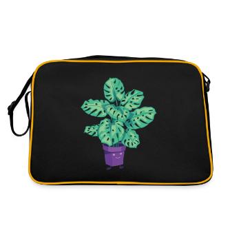 Plants Potted Plant Monstera Cartoon Drawing - Retro Bag - black/gold - Back