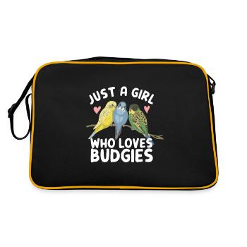 just a girl who loves budgies budgies budgie saying - Retro Bag - black/gold - Back