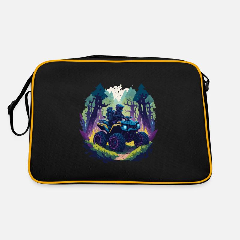 Offroad Quad Race Forest Illustration de bande dessinée Sac Retro