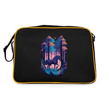 Magic horse in gloomy magical forest - Retro Bag - black/gold - Back