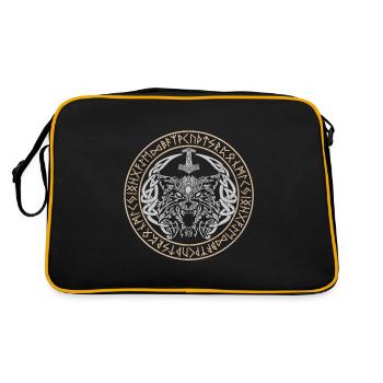 Fenris Wolf Vikings Celtic knots Fenrir Runes - Retro Bag - black/gold - Back