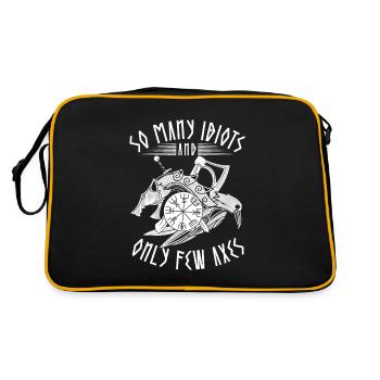 Funny Viking Saying So Many Idiots & Few Axes - Retro Bag - black/gold - Back