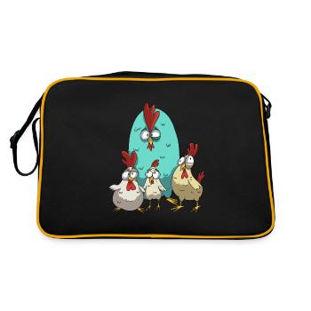 Drôle de poulets Poulet Design Troupeau de poulet avec humour - Sac Retro - noir/or - Dos