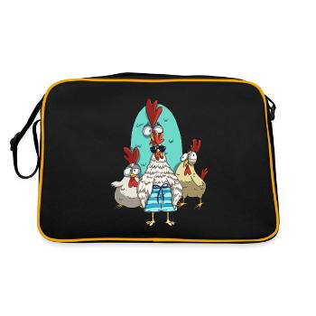 Drôles de poulets Cool Coq Poulet Éleveur de poulet - Sac Retro - noir/or - Dos