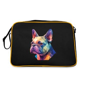 Französische Bulldogge Mama Hund Hunde Design - Retro Tasche - Schwarz/Gold - Hinten
