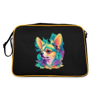 Chihuahua Hund Hunde Design Haustier Hundeliebe - Retro Tasche - Schwarz/Gold - Hinten