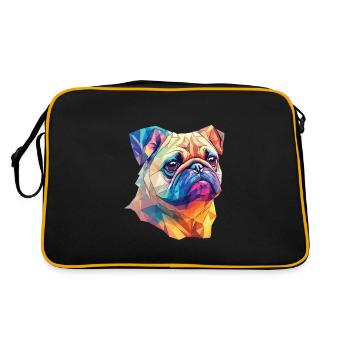 Polygon Kunst Mops Hund Design Hunde Liebhaber - Retro Tasche - Schwarz/Gold - Hinten