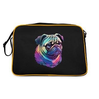 Süßer Mops - Das ultimative Hundeliebhaber Design - Retro Tasche - Schwarz/Gold - Hinten