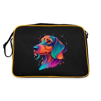 Teckel, chien, fidèle compagnon et amour pour animaux de compagnie - Sac Retro - noir/or - Dos