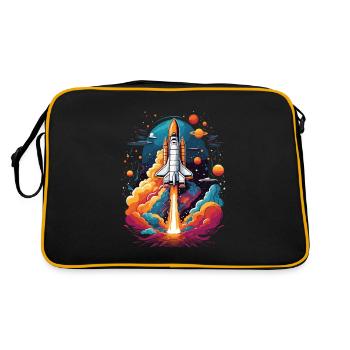 Space Shuttle Astronaut Rocket Space Adventure - Retro Bag - black/gold - Back