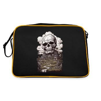 Landschaft & Totenkopf Okkulte Ästhetik - Retro Tasche - Schwarz/Gold - Hinten
