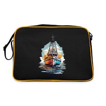 Bateau de pêche Esthétique Pêche et bateau de pêche - Sac Retro - noir/or - Dos