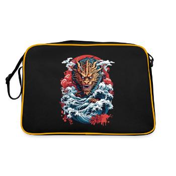 Japanese Ukiyo-E Art Style Dragon Retro Design - Retro Bag - black/gold - Back