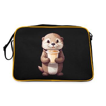 Loutre Coffee Time café sucré Animal Design - Sac Retro - noir/or - Dos