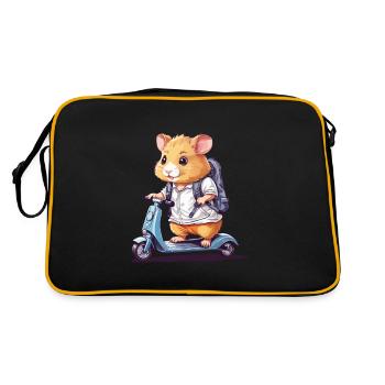Hamster Pupils on Scooter School Way Design - Retro Bag - black/gold - Back