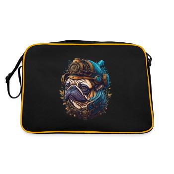 Chien Carlin Steampunk Vaporwave Amoureux des chiens - Sac Retro - noir/or - Dos
