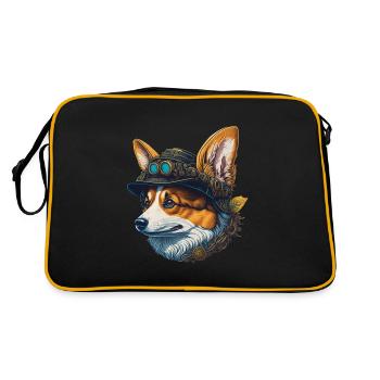 Victorian Steampunk Corgi Dog Design - Retro Bag - black/gold - Back