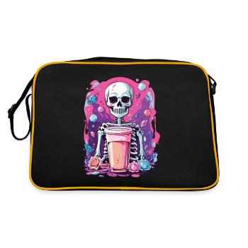 Gothic Bubble Tea Skeleton Halloween Aesthetic - Retro Bag - black/gold - Back