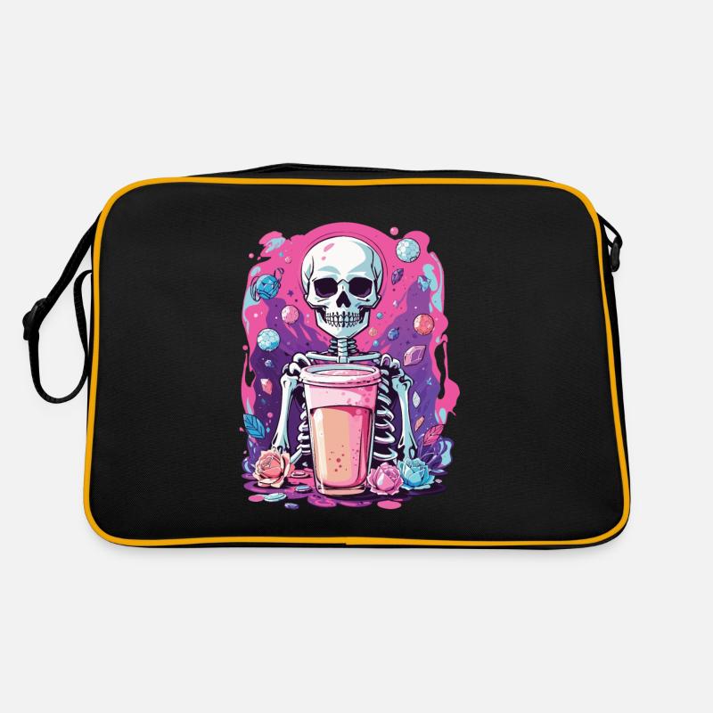 Gothic Bubble Tea Skelett Halloween Ästhetik Retro Tasche