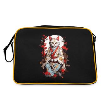 Japanese Kimono Cat Ukiyo-E Cat Design - Retro Bag - black/gold - Back