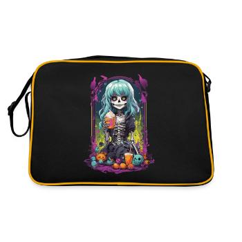 Gothic Pumpkin Spice latte skeleton eGirl Design - Retro Bag - black/gold - Back