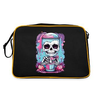 Kawaii Goth Pastel squelette Milkshake Design - Sac Retro - noir/or - Dos