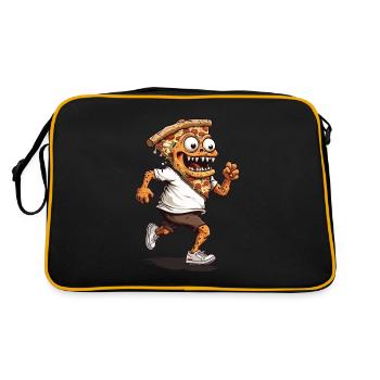 Pizza Slice Monster Design pour les amateurs de pizza - Sac Retro - noir/or - Dos