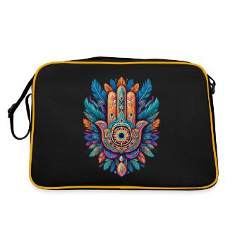 Spiritual Hamsa Hand Feathers Aesthetic Design - Retro Bag - black/gold - Back