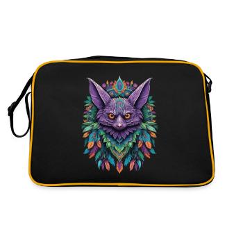 Fledermaus Traumfänger Mandala Design - Retro Tasche - Schwarz/Gold - Hinten