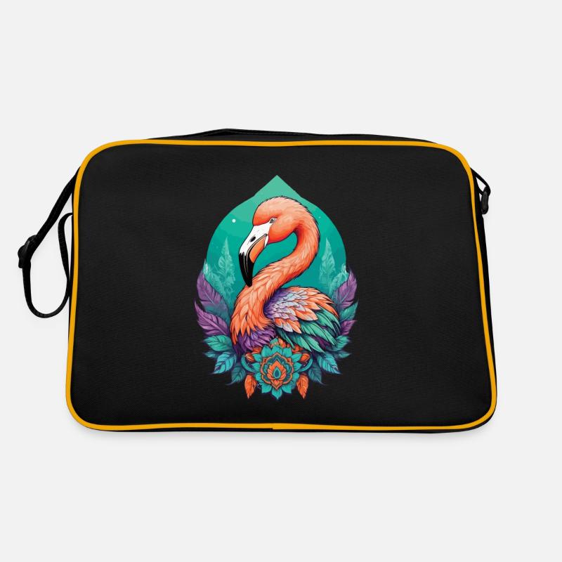 Flamingo Dream Catcher Feathers Mandala Design Retro Bag