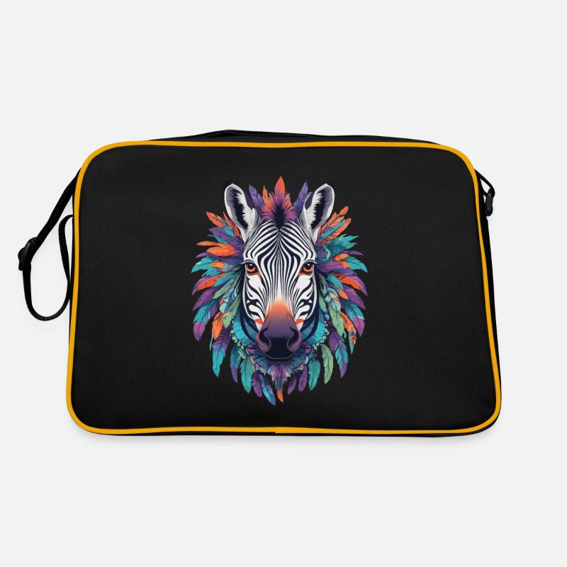 Zebra Mandala Design In Bohemian Style - Retro Tasche - Schwarz/Gold