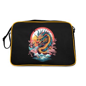 Design de dragon japonais streetwear esthétique - Sac Retro - noir/or - Dos