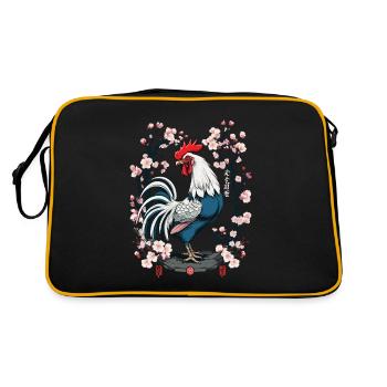 Conception esthétique de fleurs de cerisier de coq asiatique - Sac Retro - noir/or - Dos