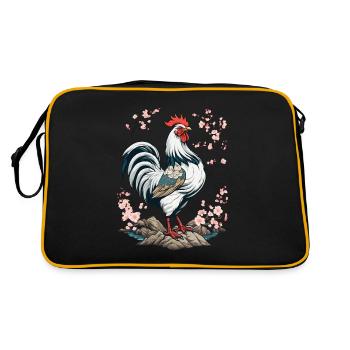 Conception esthétique de fleurs de cerisier de coq japonais - Sac Retro - noir/or - Dos