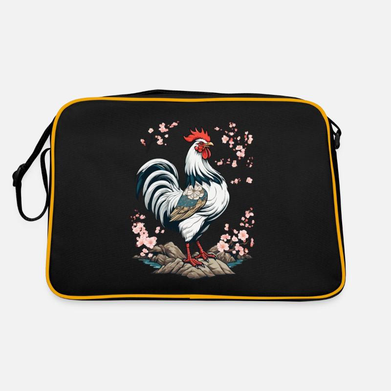 Conception esthétique de fleurs de cerisier de coq japonais Sac Retro