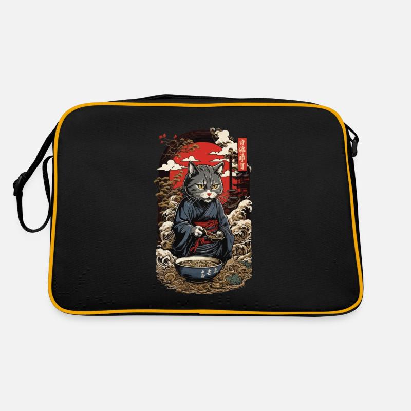 Funny Cat Eats Ramen Japanese Noodle Soup Retro Bag