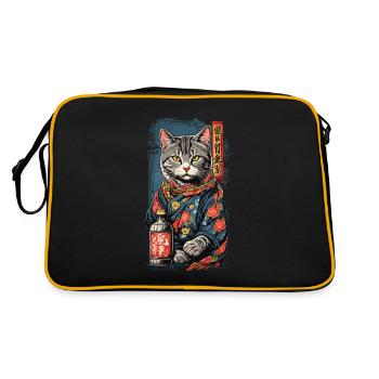 Chat dans le saké japonais affiche Art Vintage - Sac Retro - noir/or - Dos