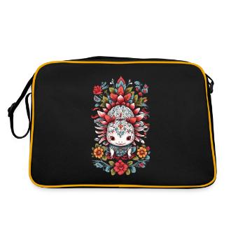 Esthétique de l’axolotl floral mexicain - Sac Retro - noir/or - Dos