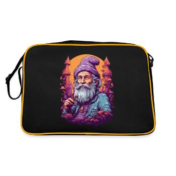 Vieux mec couleurs vives champignons forestiers psychédéliques - Sac Retro - noir/or - Dos